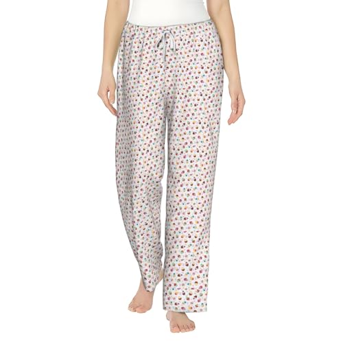 Pantalon de pyjama doux pour femme, vêtement de nuit imprimé cupcakes et bas de homewear d'hiver