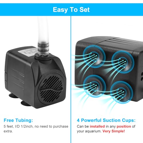 Image of DaToo 400GPH 25W Submersible Water Pump Fountain Pump Ultra Quiet For Aquariums Fish Tank Pond Fountain Statuary Water Feature Hydroponics