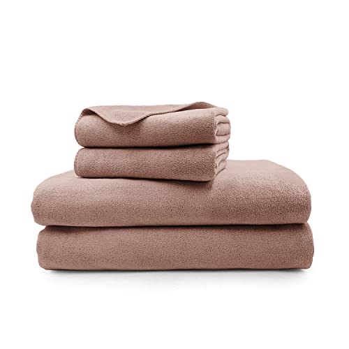 Image of Sassoon Venir Microfiber 4 Piece Towel Set 450 GSM (Peanut Color) Ultra Soft Material, Towel for Daily use