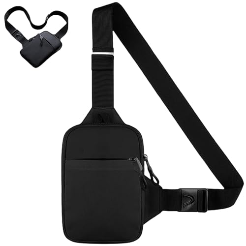 Cross Body Bag Men Shoulder Backpack Sling Chest Crossbody Bag Waterproof Mini Breathable Crossbody Shoulder Bag with Zipper for Runner Workout Hiking Man Bag Women Sling Bag Black, Black