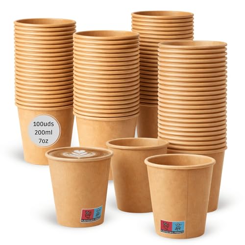 LAN&LAN – Lot 100 Gobelets Jetables en Carton pour Café – Résistants à la Chaleur & Confortables en Main – Gobelets Café à Emporter pour Cafés,...