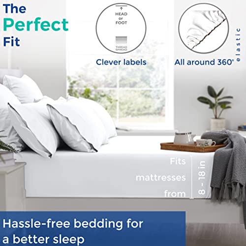 100% Cotton King Size Sheet Set - 4 Piece Set - Hotel Luxury Bed Sheets - Deep Pocket - Easy Fit - Breathable & Cooling Sheets - Comfy - 800 Thread Count Sateen Weave White Bedsheets - Kings Sheets #TOP3