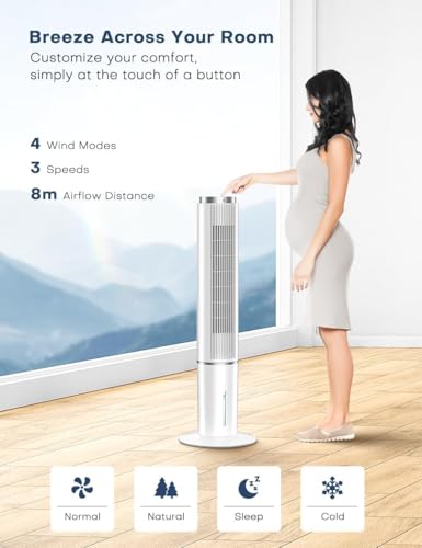 HIFRESH Air Cooler for Home, 107CM Tower Cooler w/Remote - Image 5