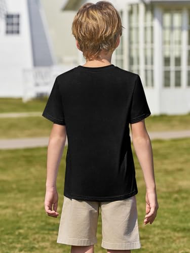Haloumoning Boys Short Sleeve Shirts Kids Summer Crewneck T-Shirts Casual Tops Tees 5-14 Years