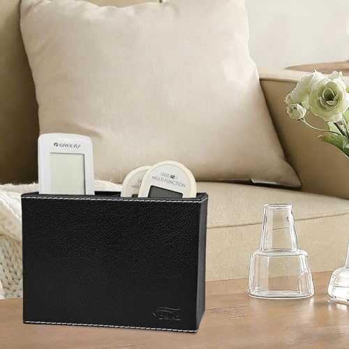 Image of Black Pen Holder, Double Slots Leather Pencil Holder, Elegant Pen Holder for Desk, Stationery Organizer for School Office Home Dorm