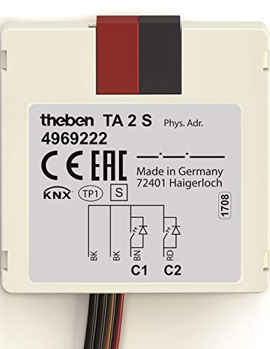 Theben 4969222 TA 2 S KNX - w2-Fach Tasterschnittstelle mit 4-poligem Kabelanschluss