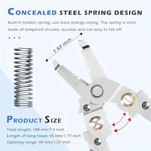 Image of XIKKART All in 1 Multifunction Stainless Steel Wire Stripper /Wire Crimping Tool, Wire Cutter, Wire Crimper, Cable Stripper, Wiring Tools and Multi-Function Hand Tool (WIRE STRIPPER)