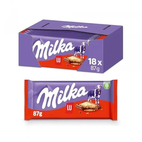 Milka LU Biscotti al Cioccolato, 87g, Confezione da 18 Pezzi