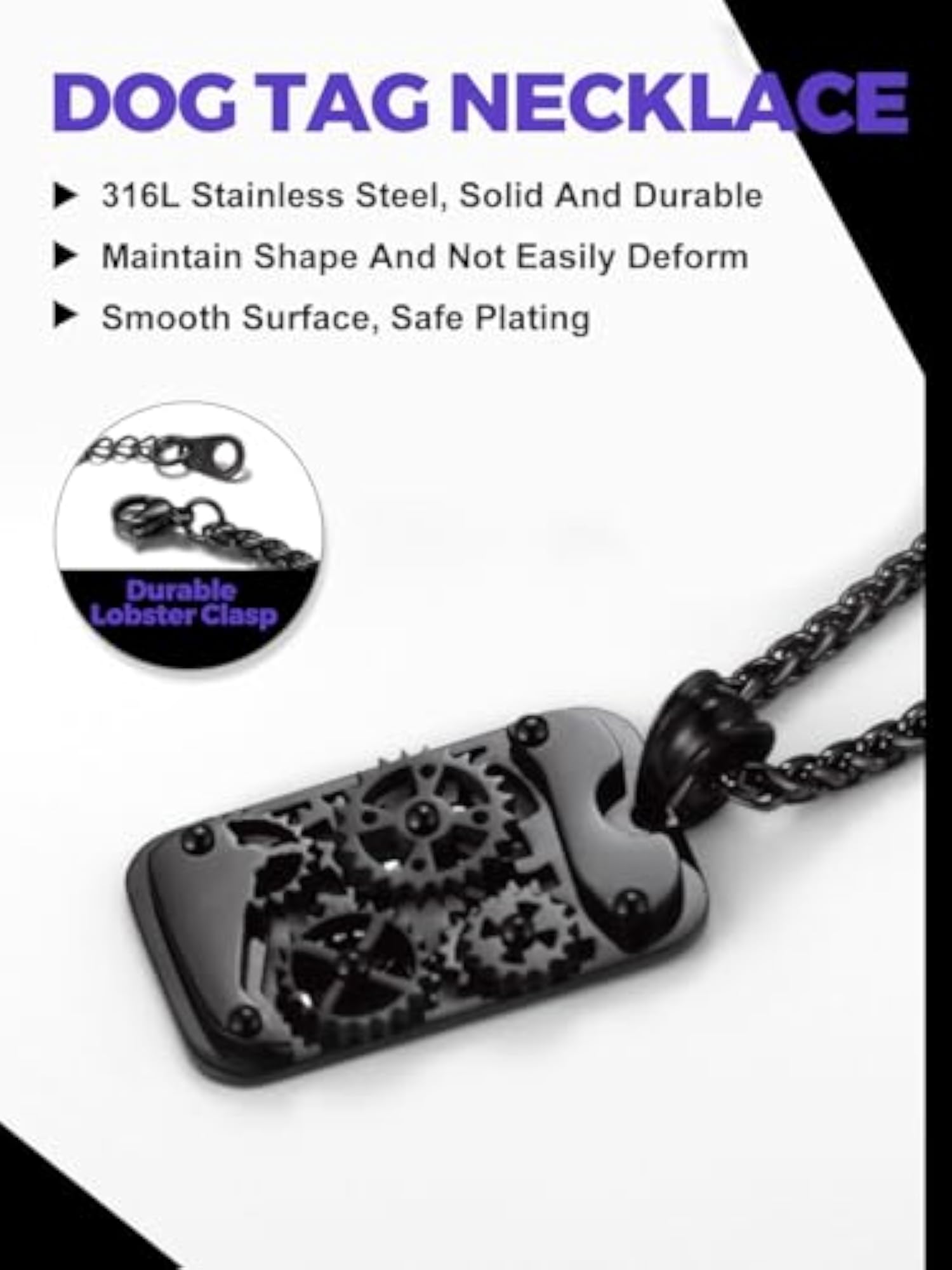 Hip Hop Military Style Dog Tags Pendant Necklace