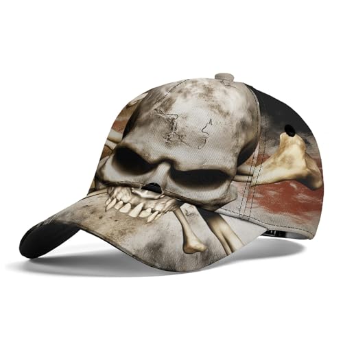 Amasnay Pirate Skull Crossbones Baseball Cap for Men Women Snapback Golf Dad Hat Adjustable Size for Running Workouts Outdoor Activities