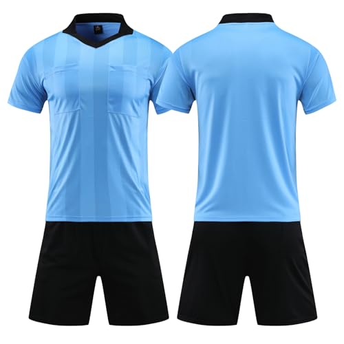 Referee Soccer Jersey Shirt Soccer Jersey Referee Uniform - Breathable & Quick-Dry, Fits Adults/Kids of All Ages (Blue, XL)