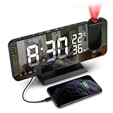 🎁【Diseño práctico】: Radio despertador Proyector es elegante, compacto y de tamaño medio, perfecto para la mesita de noche, el escritorio, el dormitorio, la oficina, el salón o la cocina. El digital alarm clock especialmentetratado puede utilizarse como espejo, lo que también hace que la hora sea más clara y hermosa.