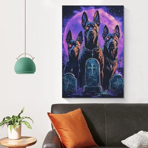 Décoration murale doberman : tableau impression sur toile 50x75 cm