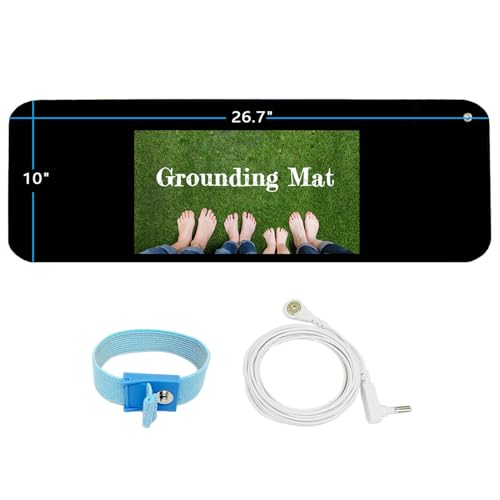 Ground Well Grounding Mat for Feet,Grounding Pad for Stress, Pain, Inflammation& Wellness Support, 26.7x10in Portable Size Grounding Mat, Indoor Grounding at Home,Office. 15Ft Cord Included.