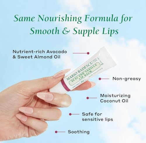 Image of Mario Badescu Moisturizing Lip Balm for Dry Cracked Lips, Infused with Coconut Oil and Shea Butter, Ultra-Nourishing Lip Care Moisturizer for Soft, Smooth and Supple Lips