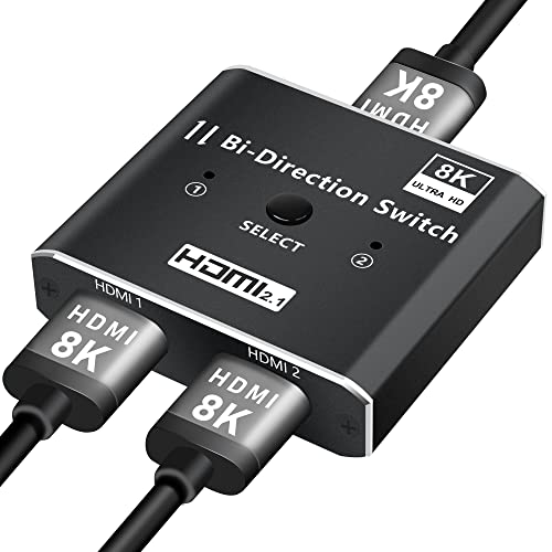 Interruptor HDMI 2.1, divisor HDMI 8K bidireccional conmutador HDMI 2 en 1 salida o 1 entrada 2...