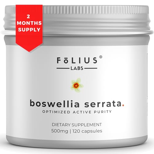 Image of FOLIUS LABS Boswellia Serrata 65% | Boswellia Serrata Extract 500mg for Healthy Joint Support, Boswellia Supplement with 65% Boswellic Acids - Non-GMO and Gluten-Free - 120 Veg Capsules