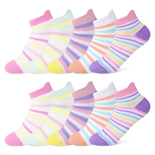TUUHAW Sneaker Socken Damen 35-38 Lustige Bunte Socken Jungen 35-38 Mädchen Kindersocken Schulkind Sportsocken Sneakersocken Streifen Baumwollsocken