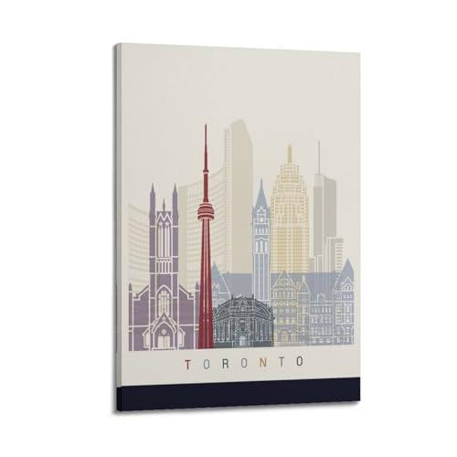 Poster Toronto Canada silhouette colorée, cadeau déco chambre idéal