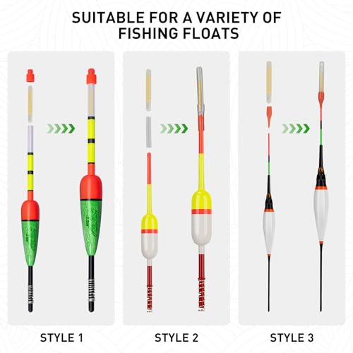 QualyQualy Fishing Glow Sticks for Bobbers 1" 1.5" 2" 3" Fishing Bobber Lights, Fishing Rod Bell Alarm Lights, Bobber Glow Sticks Bulk Kit 10-250Pcs - Thumbnail 5