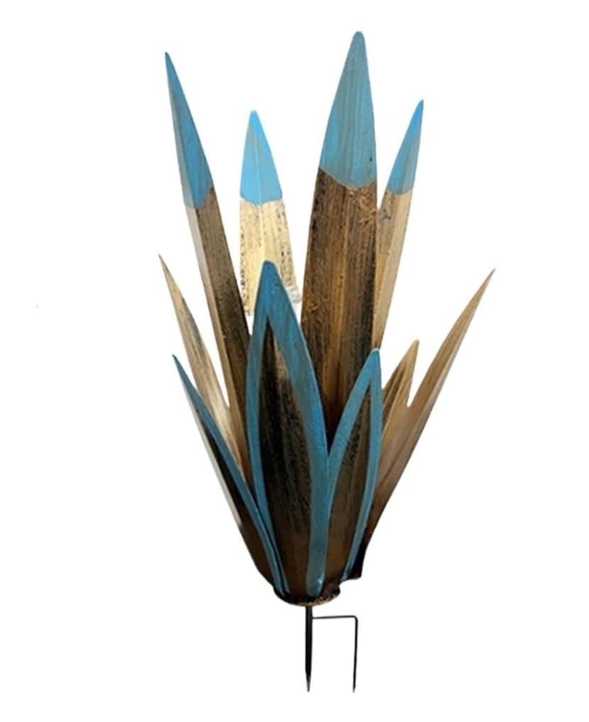 ZFIHAV 1Pcs Tequila Rustic Sculpture Multi-Colo Hand Painted Metal Agave Garden Ornaments Patio Lawn Stake Decoration for Garden