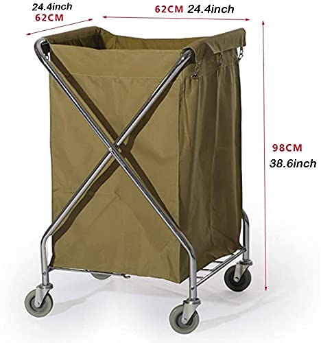 Chariot de tri de linge pliable grand panier d'hôtel avec sacs
