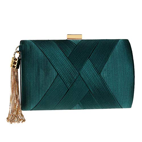 IBàste Femme Elégante Pochette soirée Portefeuille mariage Enveloppe Sac à Main Cocktail Embrayage Pendentif Gland Vert