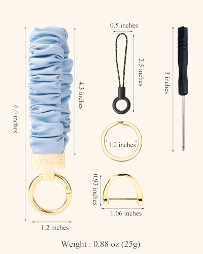 Image of WEESMILE Scrunchie Keychain Wristlet for Car Key Chain with D Key Ring