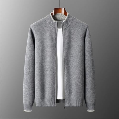 Men Wool Cardigan Sweaters Semi-High Collar Color Matching Padded Knitted Sweater Stand Collar Cardigan2