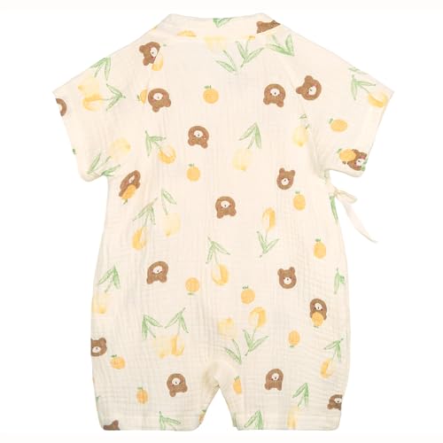 Image of Infant Kimono Robe Newborn Cotton Yarn Robe Baby Romper