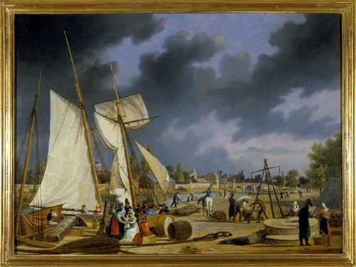 Toile le Port de Caen par Ambroise Louis Garneray 60x90cm
