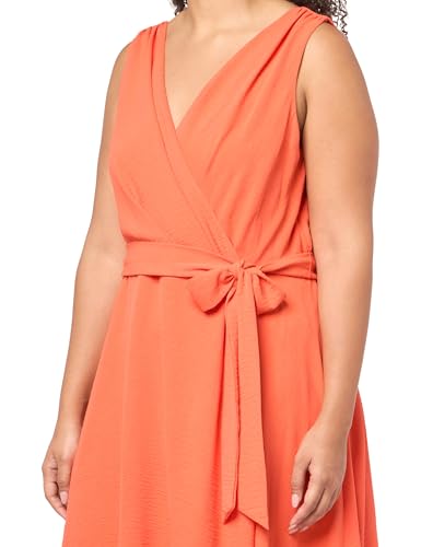 Image of DKNY Womens Sleeveless Faux Wrap Midi Dress