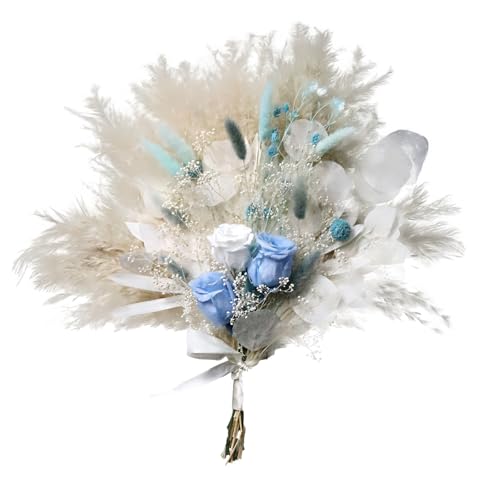 Arreglo floral seco con rosas azules y blancas miniatura 1