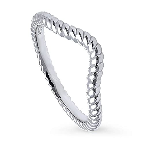 BERRICLE Sterling Silver Woven Wedding Rings Wishbone Curved Band for Women, Rhodium Plated Size 4-10