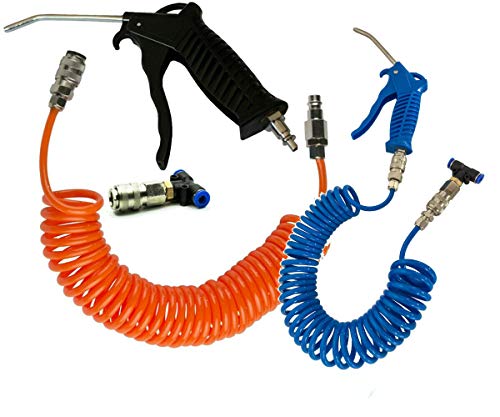 Topolenashop Tubo Aria Compressa Flessibile da 5 Metri + Pistola Soffiaggio in Poliuretano (PU) per Compressori e Camion