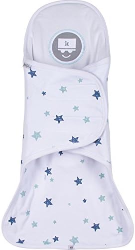 KepiKepi Baby Support Swaddle โ Blanket Wrap for Newborns and Infants, Patented and Safe (Head, Neck and Spine Support, Hip-Healthy Approved), (Blue Stars)