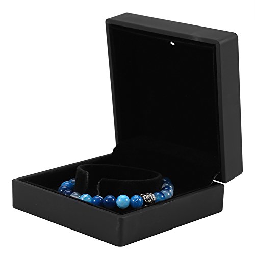 Greensen LED Light Jewelry Box with Rubber Cover, Plush Interior and Built in LED Light, Storage Box for Rings, Pendants, Bracelets and Necklaces (Bracelet Box)