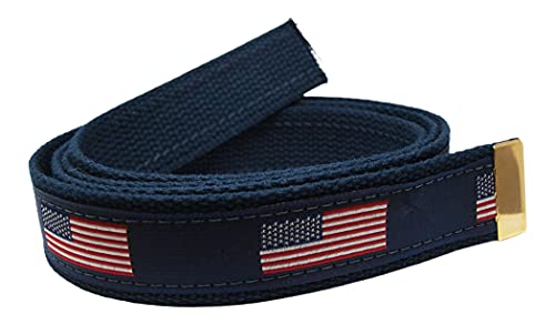 skippers American Flag Military Style Belt, Navy Webbing, (NO Buckle)