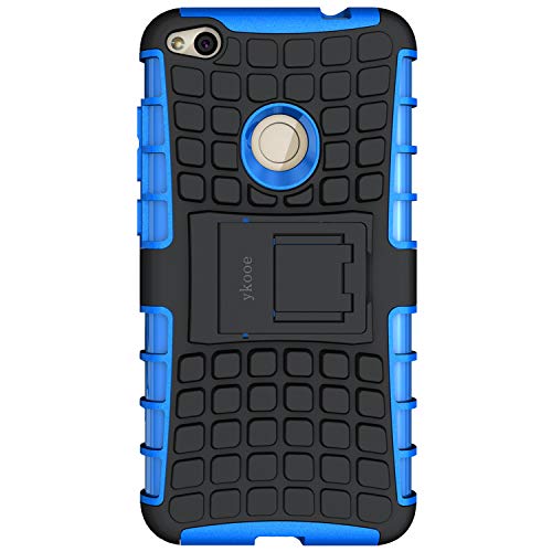 ykooe Funda Huawei P8 Lite 2017, Teléfono Híbrida de Doble Capa con Soporte Carcasa para Huawei P8 Lite 2017 5,2” Azul