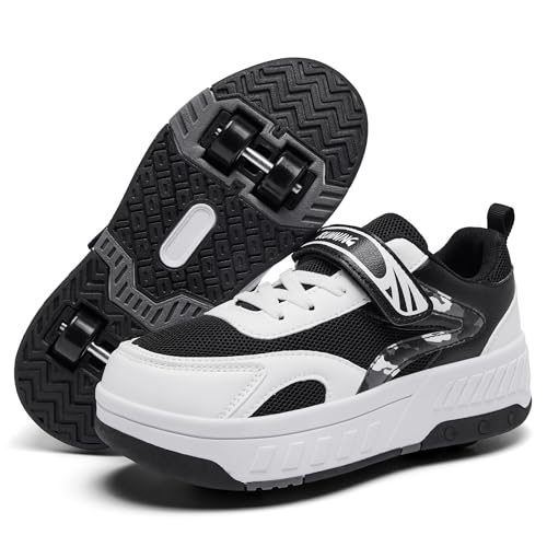 YINGCSM Schuhe mit Rollen für Jungen Mädchen, Kinder Rollschuhe, 2-in-1...