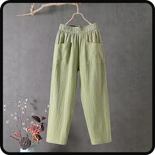 Endurancte Women's Loose Pants, Infinitne Fast Dry High Waist Cotton Trouser Cropped Solid Straight Wide Leg with Pockets4