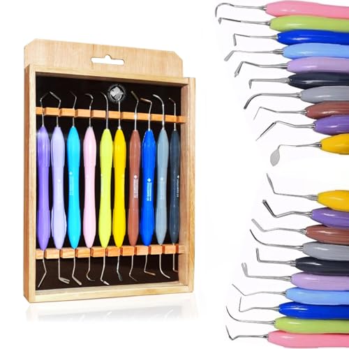 INSTUMAX 10-Piece Dental Composite Tool Set – Professional Tooth Restoration Instruments with Ergonomic Non-Slip Silicone Handles – Wooden Storage Box for Organized Storage - Thumbnail 6