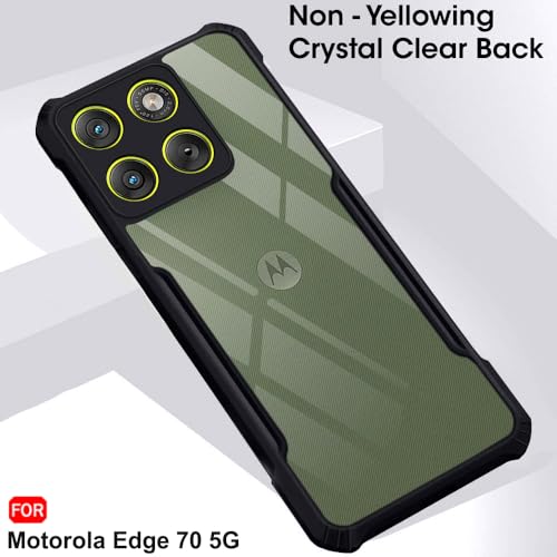 Image of TheGiftKart ShockProof Crystal Clear Back Cover Case for Motorola Moto Edge 70 5G | 360 Degree Protection | Protective Design | Transparent Back Case Cover for Moto Edge 70 5G (PC & TPU, Black Bumper)