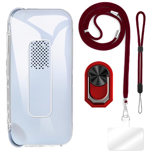 ESACMOT [4 in 1] �P�[�X Ayaneo Pocket S Mini �Ƃ̌݊�������A�X�g���b�v�A���X�g�o���h�A�����O�t���A�ϏՌ��ی�J�o�[���s�p�Z�b�g (�N���A�P�[�X + ���b�h�Z�b�g)