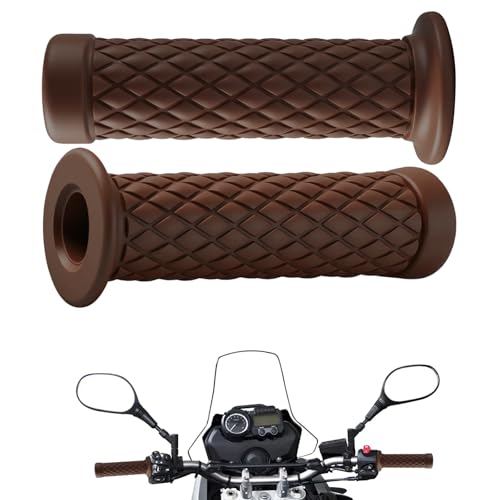1 paire de poignées de guidon de moto universelles en caoutchouc antidérapant de 22 mm et 24 mm pour motos, scooters, VTT, vélos (marron)