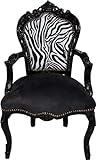 Profundidad de unos 57 cm Casa Padrino Barroco Cena Presidente Negro/Cebra/Negro con reposabrazos - Muebles de Estilo Antiguo