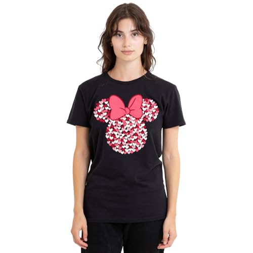 T-shirt Minnie Mouse Disney cadeau idéal femme avec silhouette cœurs noirs