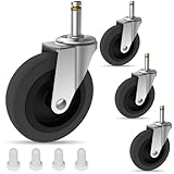 4 Inches Stem Caster Wheels,7/16-Inch Stem Diameter Swivel Rubber Casters,Heavy Duty TPR Replacement Wheels for Rubbermaid Mop Bucket Utility Cart Shop Vac Weber Grills - 4 Pack