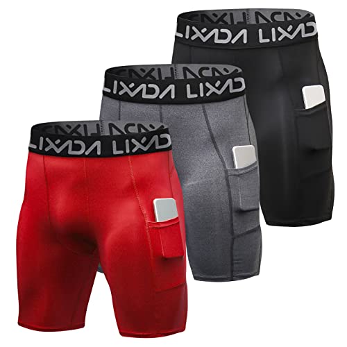 Lixada 3pcs Pantalones Cortos De Compresión Para Hombre, Pantalones Cortos De Entrenamiento Con Bolsillos Lixada 3pcs Pantalones Cortos De Compresión Para Hombre, Pantalones Cortos De Entrenamiento Con Bolsillos