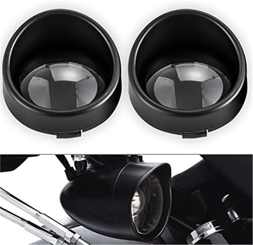 Wivplex Lot de 2 caches de Clignotants for Moto, Style visière, Accessoires for Harley, Davidson, Softail, Sportster, Fat Boy (Couvercle Noir et lentille...